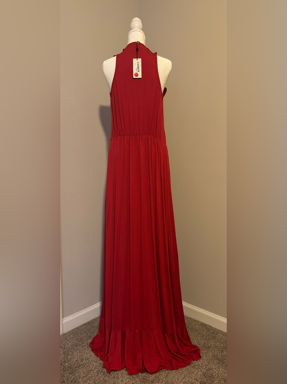 Rachel Pally Red Backless Ruffle-Front Maxi Dress - Picture 2 of 3